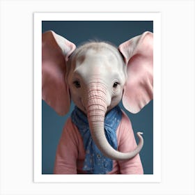 Cute Baby Elephant Nursery Ilustration (6) Art Print