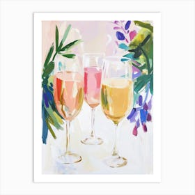 Three Glasses Of Сhampagne. Whimsical Christmas Acrylic Art Print