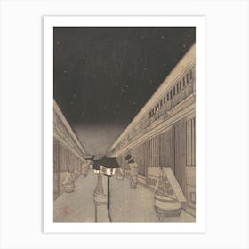 Main Street Of The Yoshiwara On A Starlight Night Art Print