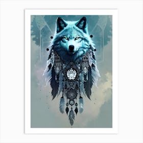 Dreamcatcher Wolf 2 Art Print