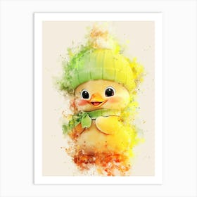 cute duck kids watercolor Art Print