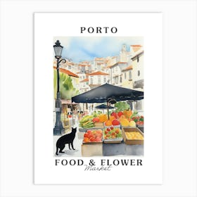 Food Market With Cats In Porto 3 Poster Art Print