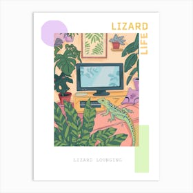 Lizard In The Living Room Modern Colourful Abstract Illustration 4 Poster Art Print