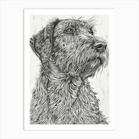 Hairy Dog Line Sketch 4 Art Print