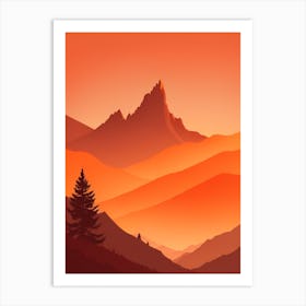 Misty Mountains Vertical Composition In Orange Tone 312 Art Print