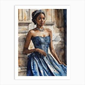 City And Princess In Blue Art Print