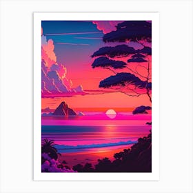 Hawaii Sunset Dreamy Landscape Art Print