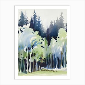 Watercolor Of A Forest 5 Art Print