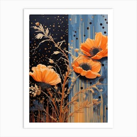 Surreal Florals Flax Flower 3 Flower Painting Art Print