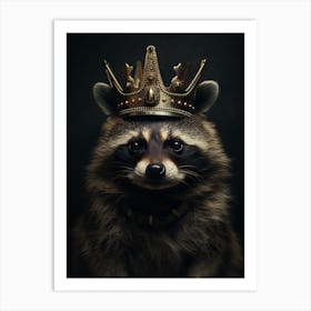 Vintage Portrait Of A Honduran Raccoon Wearing A Crown 1 Art Print