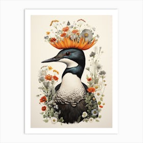 Bird With A Flower Crown Common Loon 3 Art Print
