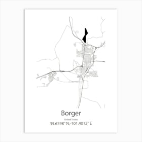 Borger,United States Minimalist Map Art Print