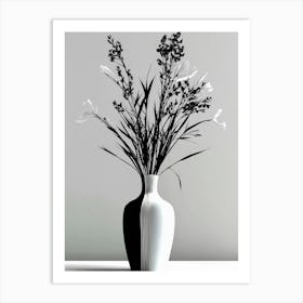 Black And White Flowers In A Vase Art Print