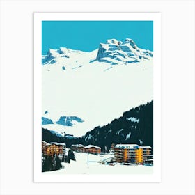 Flaine, France Midcentury Vintage Skiing Poster Art Print