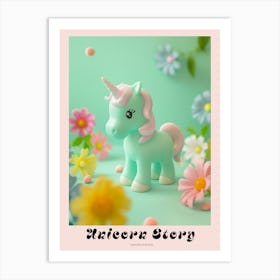 Toy Pastel Unicorn With Flowers 2 Poster Art Print