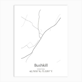 Bushkill,United States Minimalist Map 1 Art Print