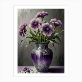 Purple Flowers In A Vase Art Print