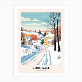 Vintage Winter Travel Poster Cornwall United Kingdom 2 Art Print