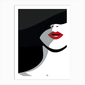 Woman In Black Hat Art Print