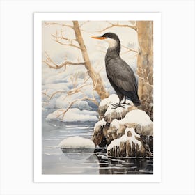Winter Bird Painting Cormorant 2 Art Print