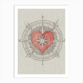 Heart Compass Art Print