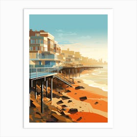 Abstract Illustration Of Southend On Sea Beach Essex Orange Hues 2 Art Print