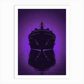 Silhouette Of A Cruise Ship Art Print