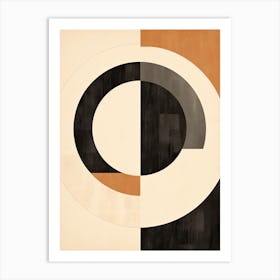 Bauhaus Vortex: Beige Spiral of Circles Art Print