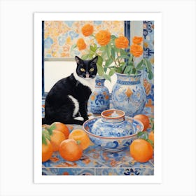 Cat And Oranges Art Print