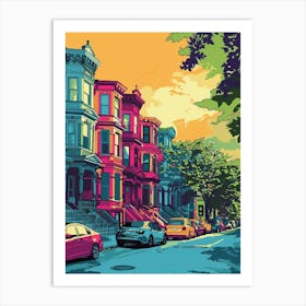 Belmont New York Colourful Silkscreen Illustration 3 Art Print