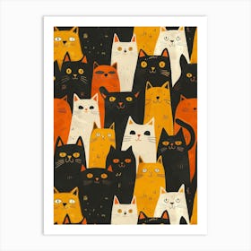 Repeatable Artwork With Cute Cat Faces 9 Art Print