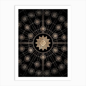 Geometric Glyph Radial Array in Glitter Gold on Black n.0242 Art Print