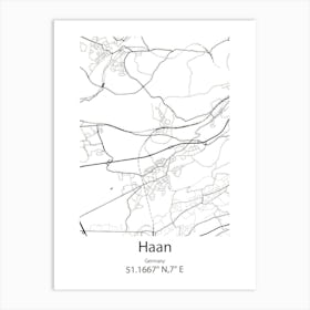 Haan,Germany Minimalist Map Art Print