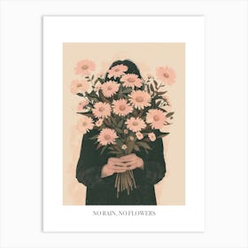No Rain, No Flowers Poster Spring Girl With Pink Flowers 7 Art Print