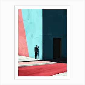 Man In Front Of Building, Minimalism Art Print