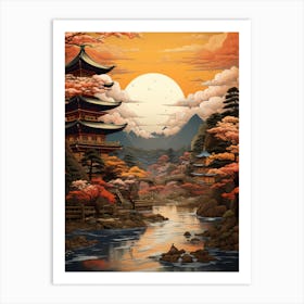 Tokyo In Japan, Ukiyo E Drawing 4 Art Print