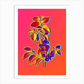 Neon Field Elm Botanical in Hot Pink and Electric Blue n.0301 Art Print