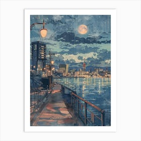 Hiroshima Japan 2 Retro Illustration Art Print