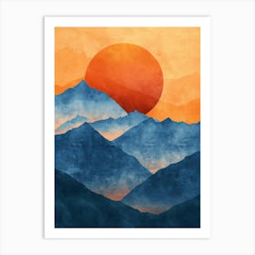 Sunset Over Mountains Art Print