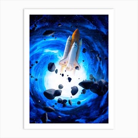 Rocket Blue Vortex Asteroids Art Print