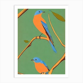 Eastern Bluebird Midcentury Illustration Bird Art Print