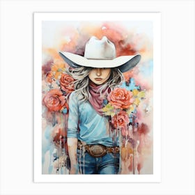 Cowgirl Watercolour Flower 3 Art Print