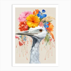 Bird With A Flower Crown Crane 1 Art Print
