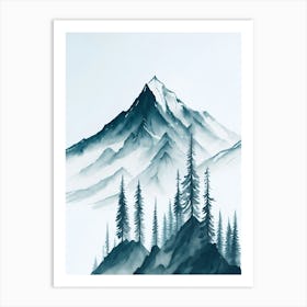 Mountain And Forest In Minimalist Watercolor Vertical Composition 192 Art Print