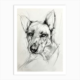 Minature Dog Charcoal Line 2 Art Print