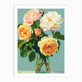 English Roses Painting Rose In A Vase 4 Art Print