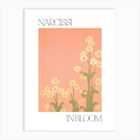 Narcissi In Bloom Flowers Bold Illustration 3 Art Print