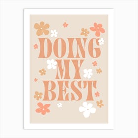 Doing My Best Retro Quote Inspirational 70s Wall Art Print