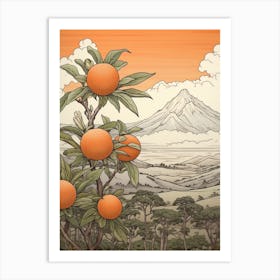Tachibana Mandarin Orange Japanese Botanical Illustration Art Print