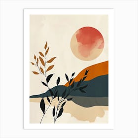 Sunset In The Mountains, Minimalism 4 Art Print